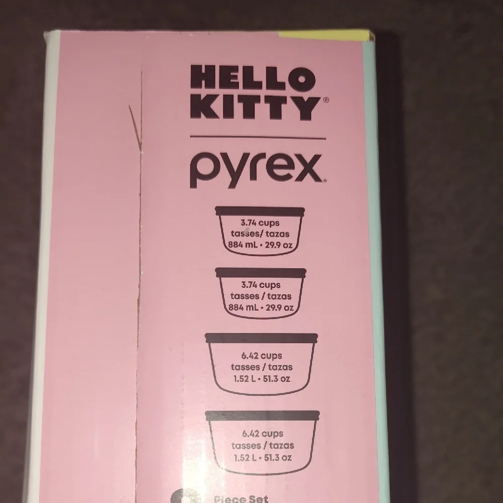 Pyrex Hello Kitty Decorated Glass Food Storage Set - Pink and Blue - Picture 5 of 6
